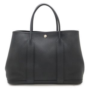 Hermes Garden Party PM Tote Handbag Negonda Leather Black Black Silver Hardware